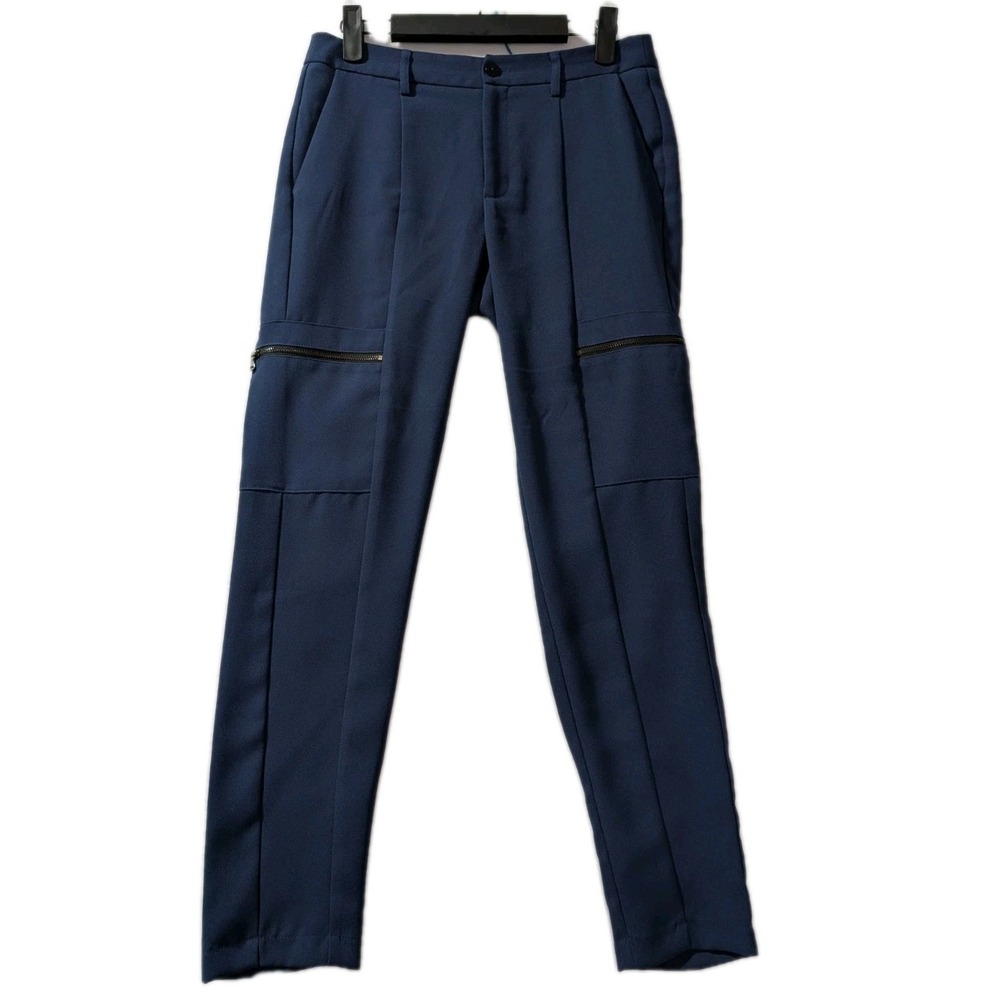 Kenneth Cole NY Pants Sz 0 Navy Zip Pocket Slim Career Streetwear Y2K Trousers